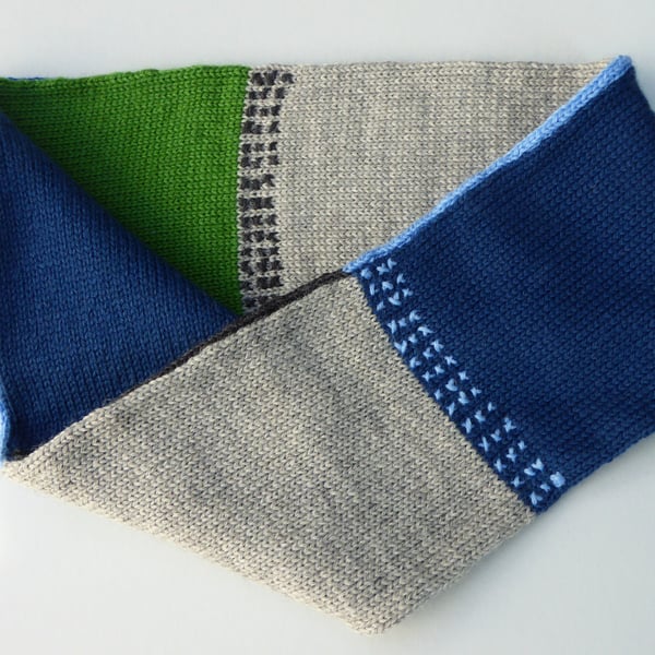 Wool Knit Colour Block Infinity Scarf