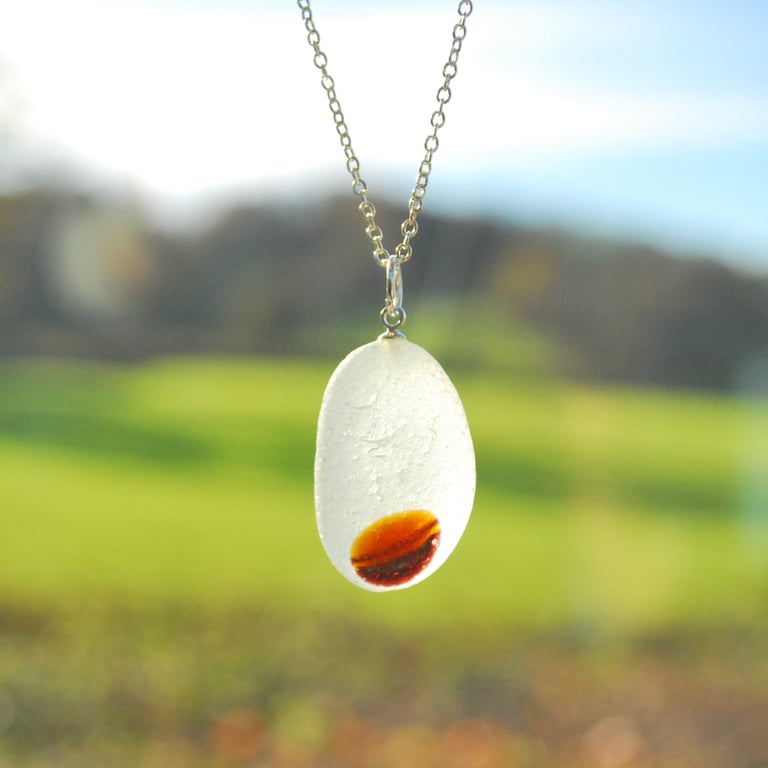 Seaham sea glass pendant with brown stripes