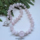 Designer Rose Quartz Statement Necklace 