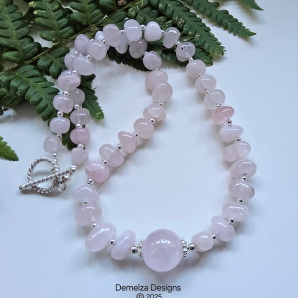 Designer Rose Quartz Statement Necklace 