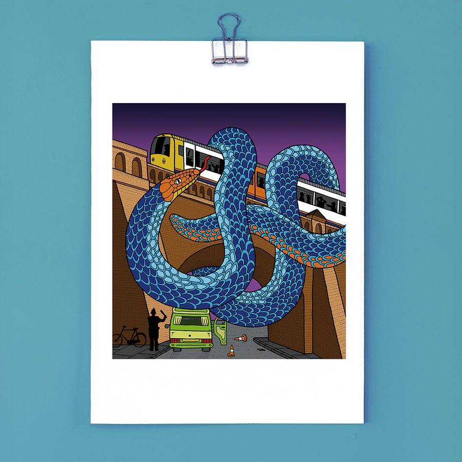 Overground Snake on Thicket Road (a British Transport dystopia) - Giclee Print