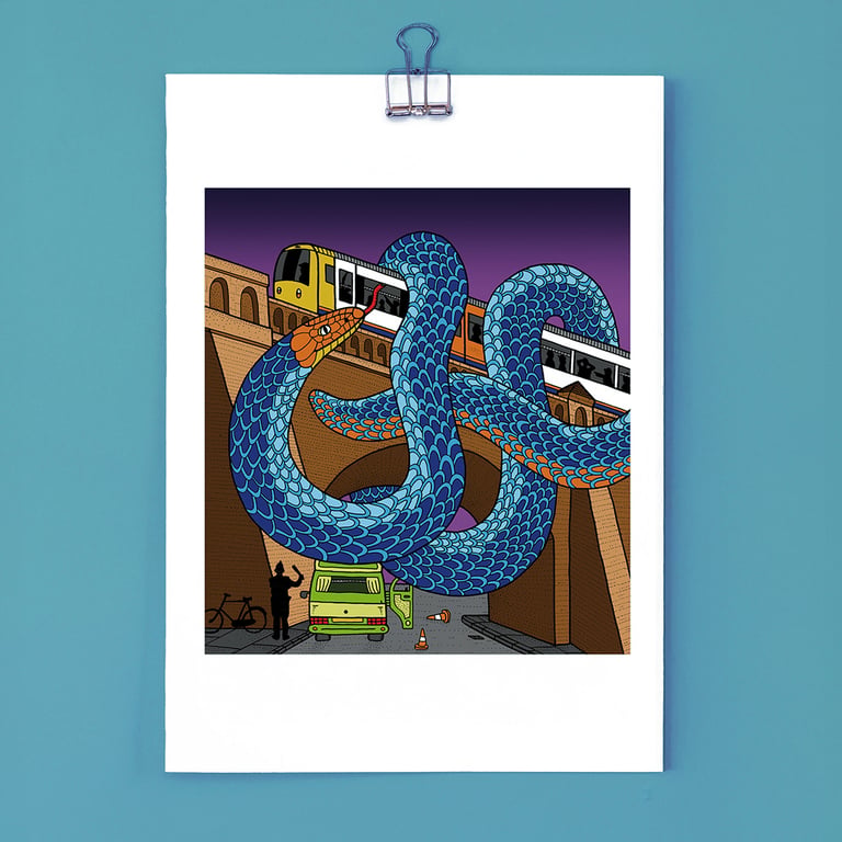 Overground Snake on Thicket Road (a British Transport dystopia) - Giclee Print