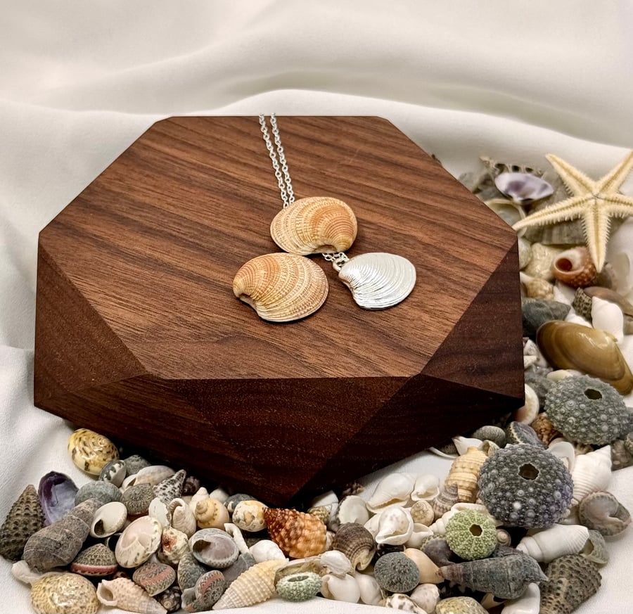 Silver Clam Shell Necklace, Handmade in North Yorkshire