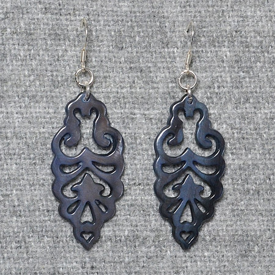 Blue-Black Cut out Dangle Earrings