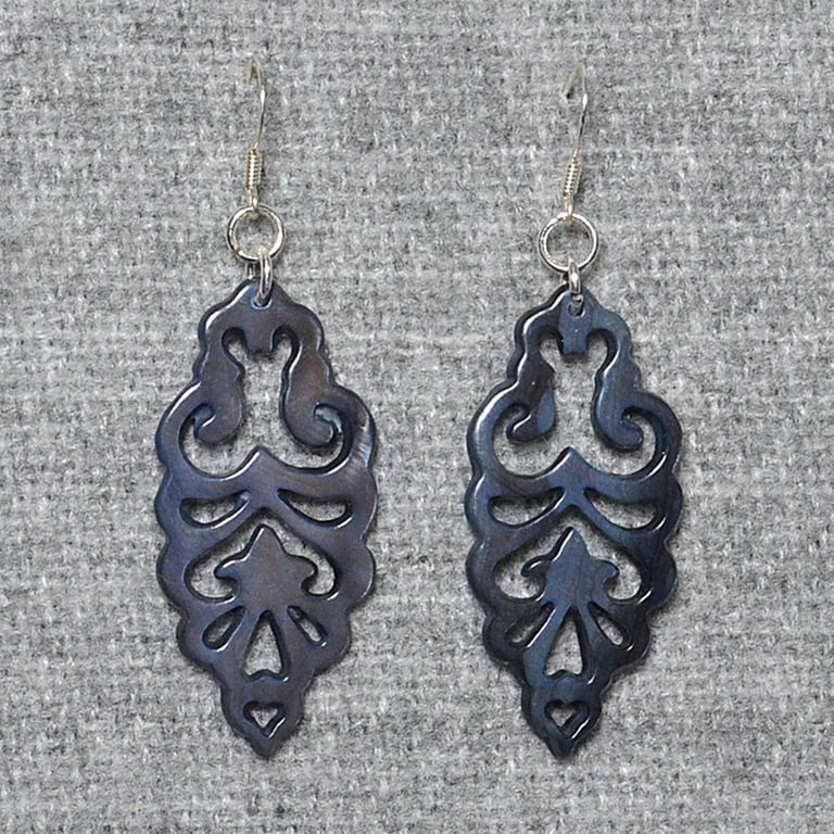 Blue-Black Cut out Dangle Earrings
