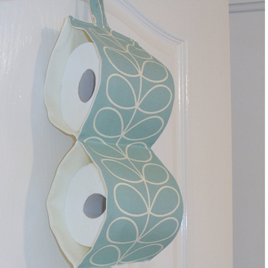 Toilet Roll Holder 2 Loo Roll Hanging Two Rolls Storage Duck Egg Stem Leaf
