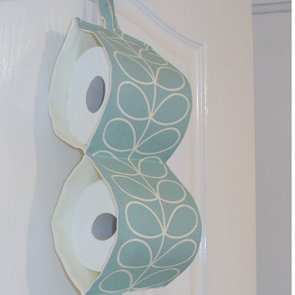 Toilet Roll Holder 2 Loo Roll Hanging Two Rolls Storage Duck Egg Stem Leaf