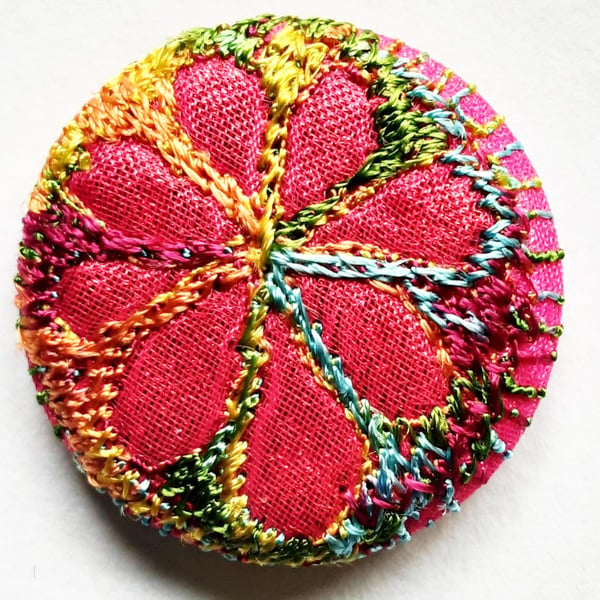 Buttons 1 inch button Hand Dyed Silks and Cottons Free Machine Embroidery Button