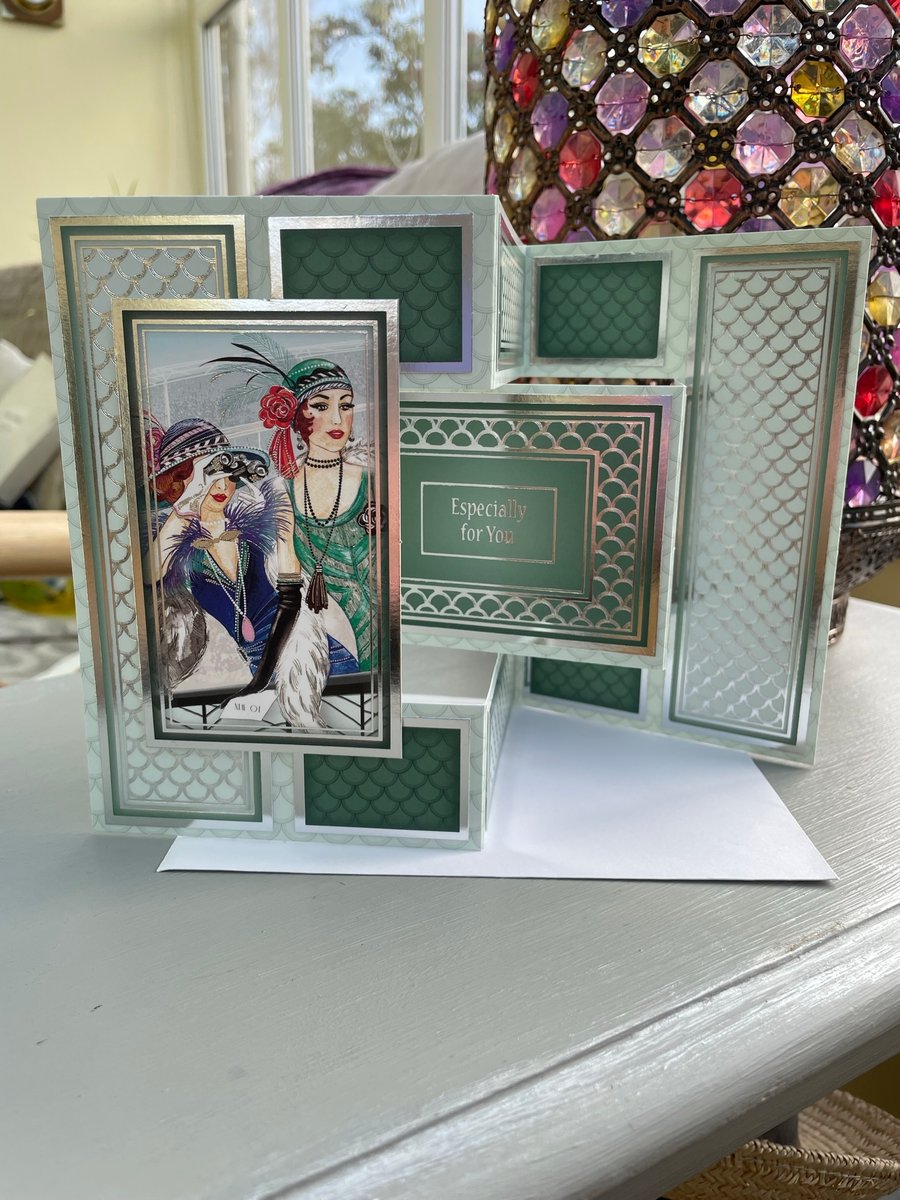 Art deco ladies day at the races shutter style card