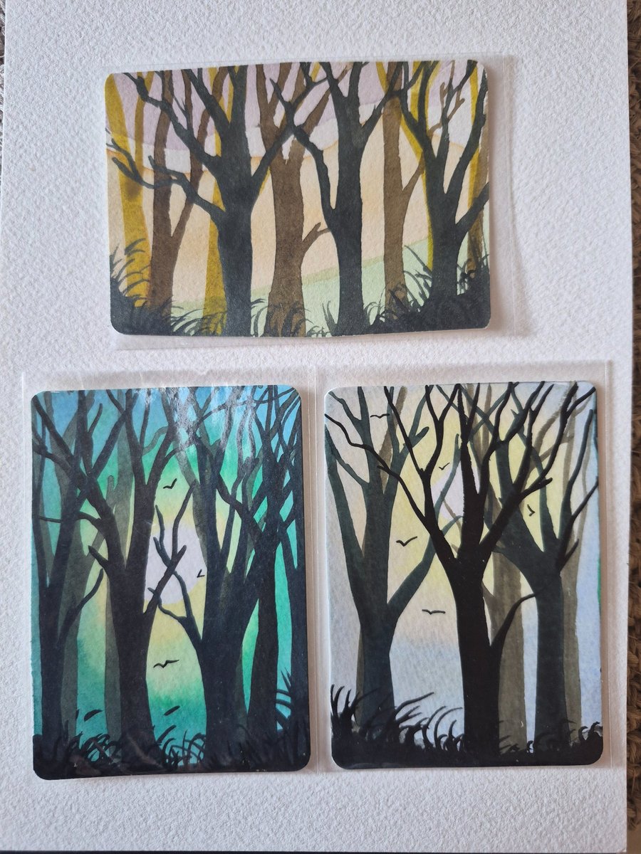 ACEO original watercolour painting bundle x3 
