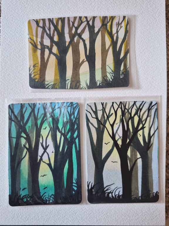 ACEO original watercolour painting bundle x3 