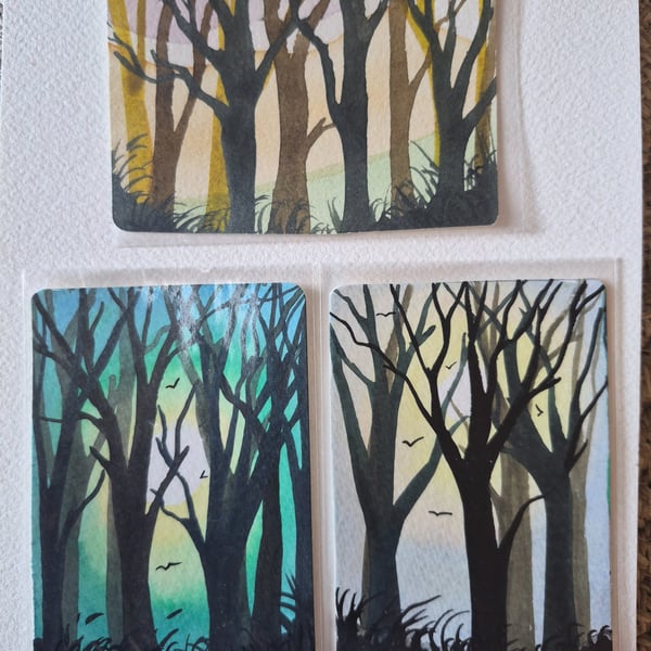 ACEO original watercolour painting bundle x3 