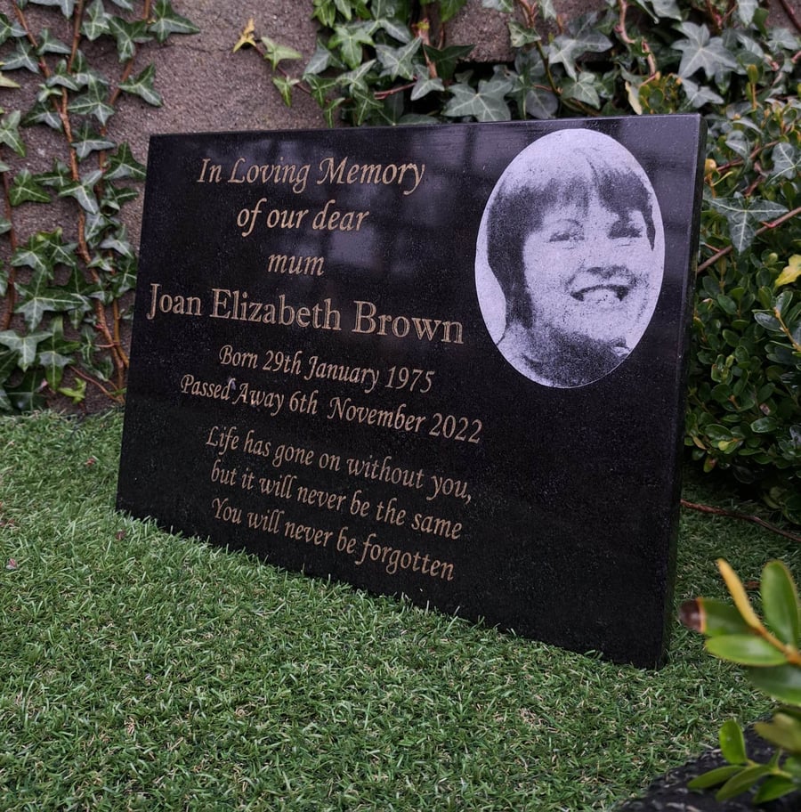 Personalised photo Memorial Plaque Gravestone Granite Cemetery Grave Plaque