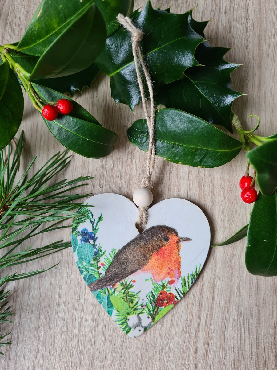 Robin Christmas decoration decoupage woodland decor letterbox gift