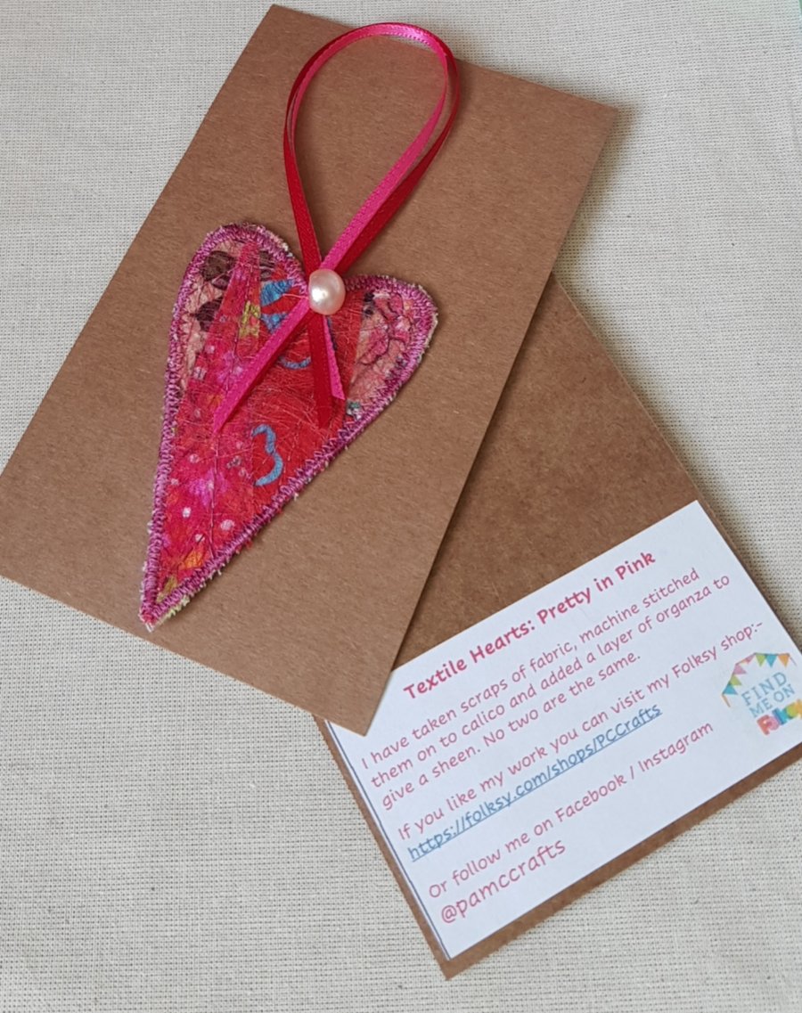 Textile hearts: Pretty in Pink, small