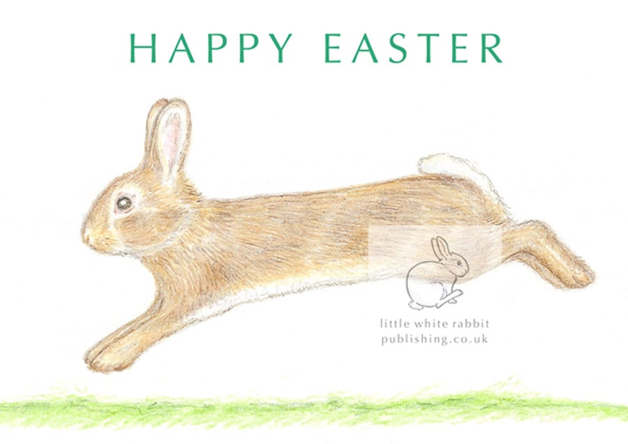 Little Wild Rabbit Jumping - Easter Card