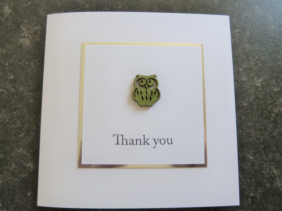 green owl thank you card