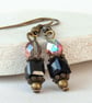 Earrings, Black and copper crystal earrings - Image 3