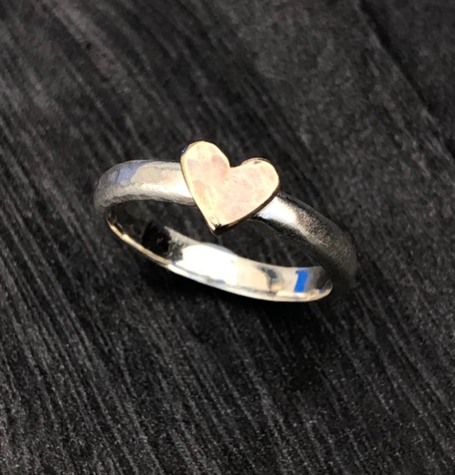 Eternal Love Gold Heart Ring. Gold heart ring, hammered heart ring, gold ring. 