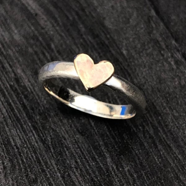 Eternal Love Gold Heart Ring. Gold heart ring, hammered heart ring, gold ring. 