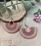Boho macrame beaded hoop dangle earring, gift teenage girl, boho accessories 