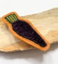 Purple carrot vegetable harvest brooch pin or badge. - Image 2