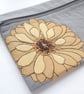LARGE free motion & hand embroidered large floral zip purse pouch case - yellow - Image 7