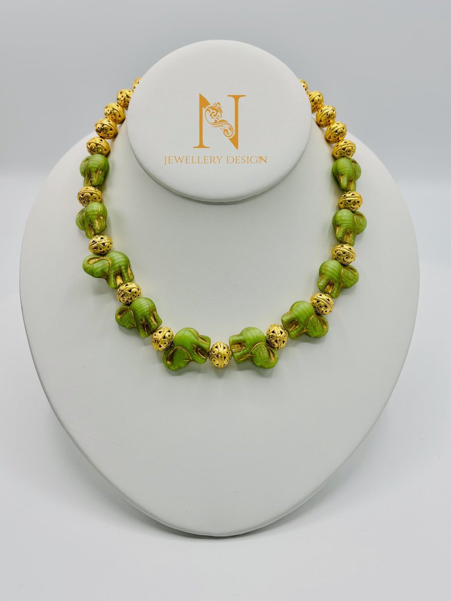 Green Elephant Statement Necklace