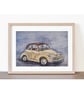 Original ACEO Miniature Watercolour Painting Classic Moggie Minor  Car - Image 5