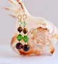 Tiger's Eye Earrings With Green Crystals - Handmade Gift, Anniversary, Leo  - Image 2