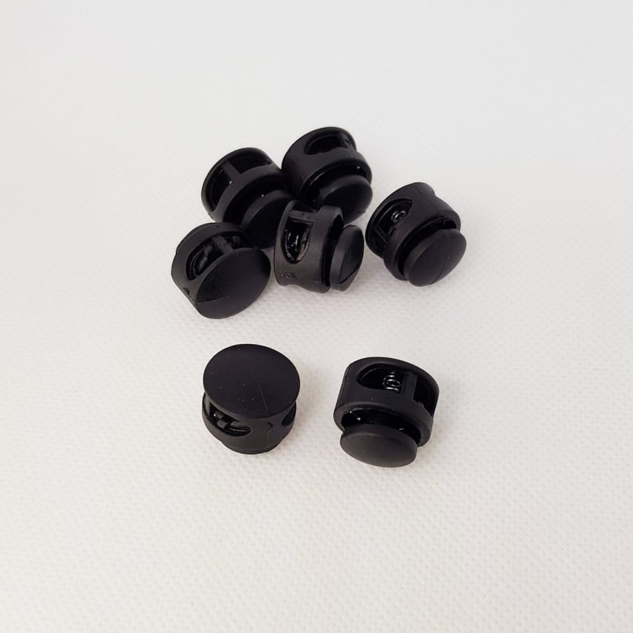 5 Pcs 18x17mm Spring Loaded Toggle Black Drawstring Stopper Cord Lock Bag
