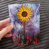 A6 art print blank greetings card: Sunflower in a Storm
