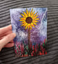 A6 art print blank greetings card: Sunflower in a Storm