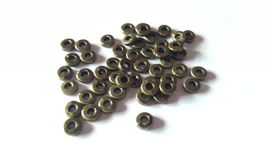 50 x Alloy Spacer Beads - Rondelle - 6mm - Antique Bronze Plated 