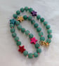 Green aventurine and multicoloured howlite star knotted cord necklace  - Image 4