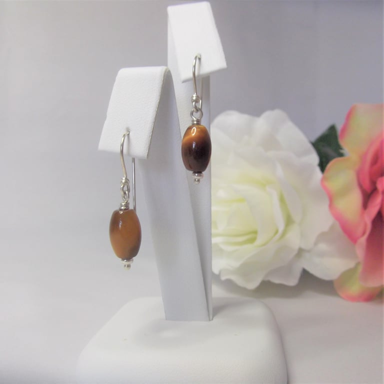 Golden Tigers eye dangle earrings solar plexus