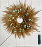 Large 55cm pampas grass type wreath with dried hydrangeas 