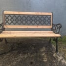 Solid Welsh Larch & Cast Iron Outdoor Bench – Handcrafted