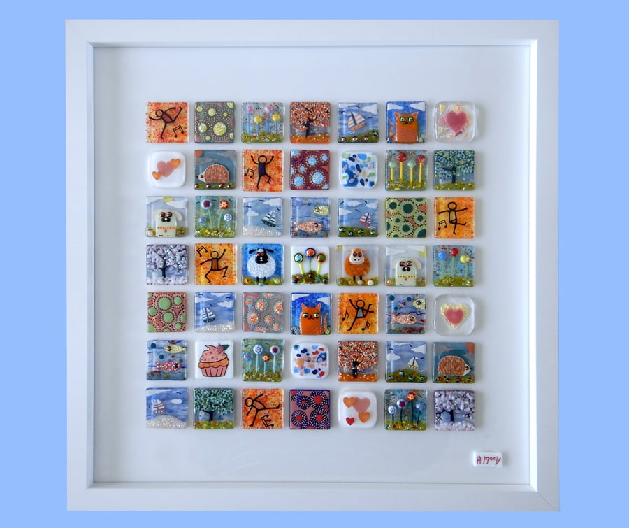 Handmade Fused Glass '49' Picture.
