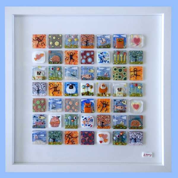 Handmade Fused Glass '49' Picture.