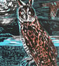 Long Eared Owl Geltsdale Nature Reserve Ltd Edition Lino Print - Image 2