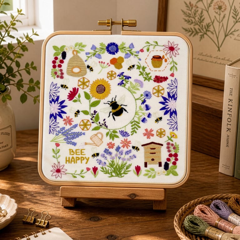 Bees and Blossoms Hand Embroidery PDF Pattern