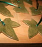 Handmade green ivy stoneware ceramic decoration