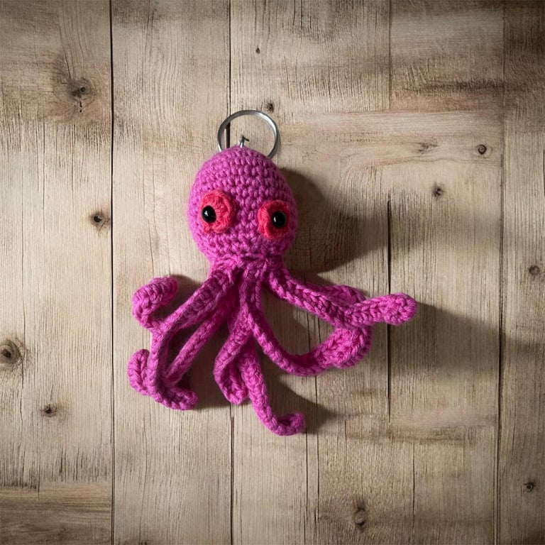 Handmade Crochet octopus Keychain Amigurumi Animal Bag Charm, Soft Plush keyring