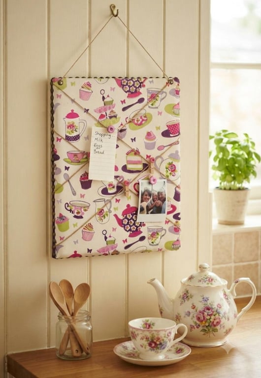 Handmade Afternoon Tea Fabric Notice Board Memo Board