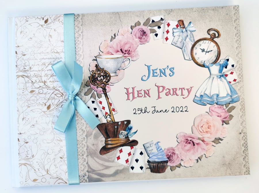  Alice in Wonderland Birthday Guest Book, vintage Alice in Wonderland