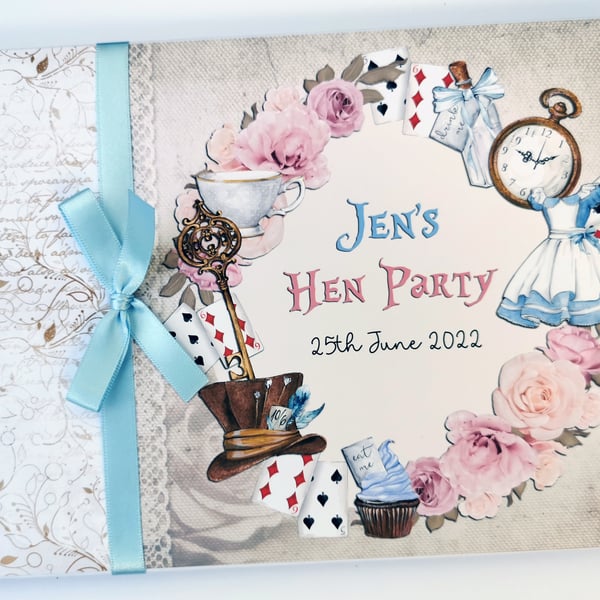  Alice in Wonderland Birthday Guest Book, vintage Alice in Wonderland