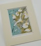 Gannets, sea birds - Original hand cut limited edition linocut print - Image 3