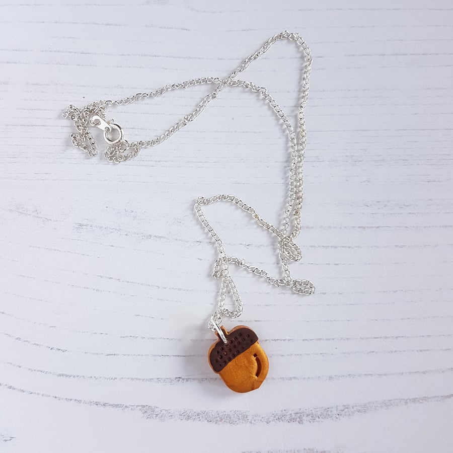 Golden Acorn autumn necklace