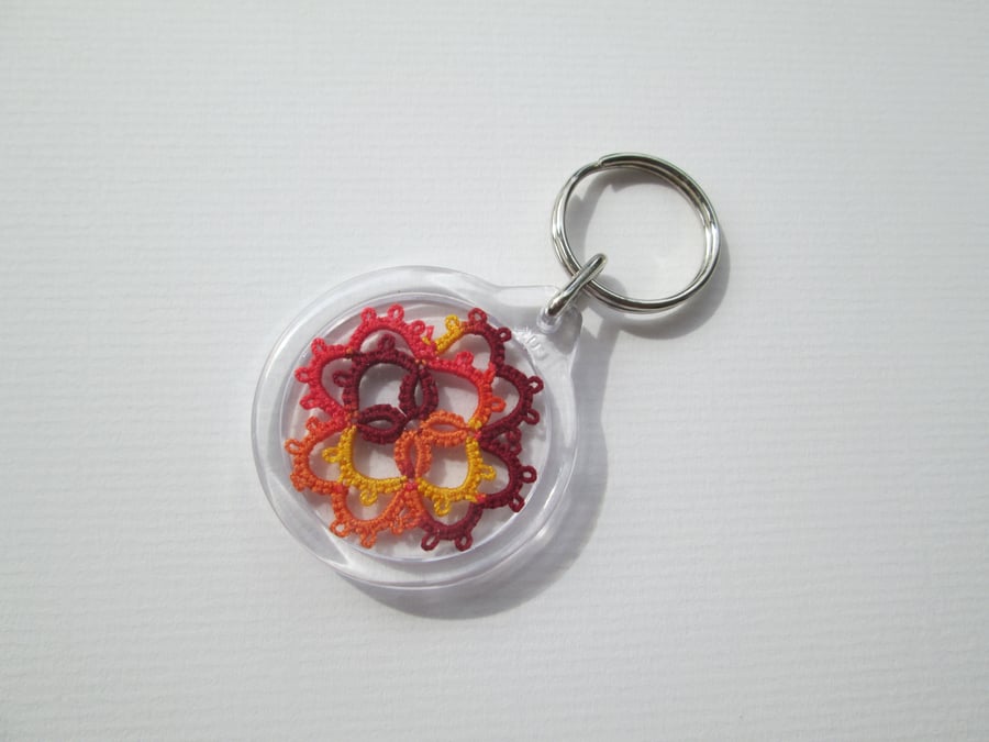  Orange yellow and red Tatted key-ring 